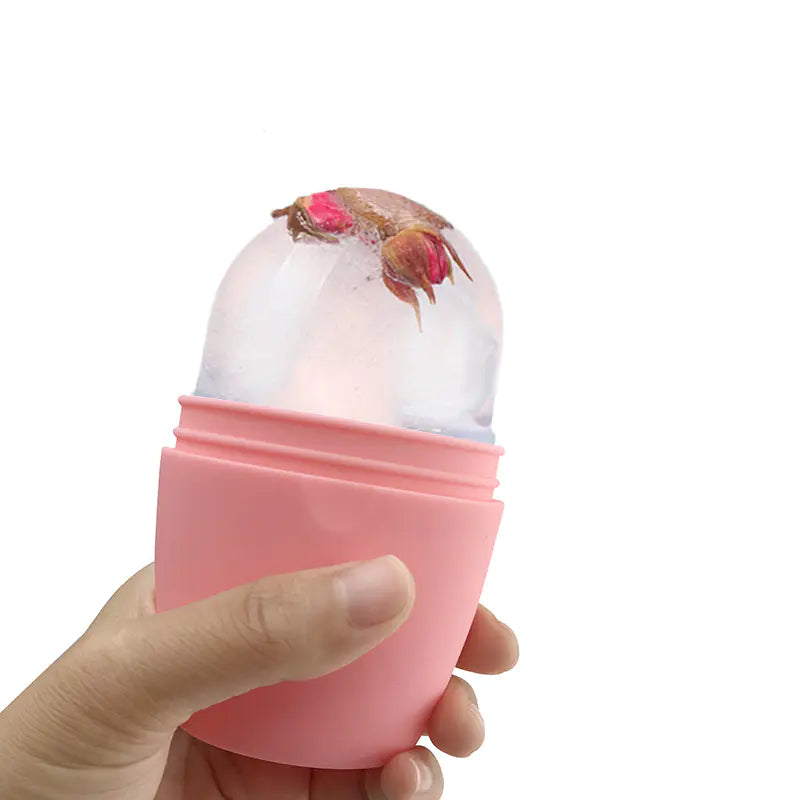 Rose Ice Roller Face Massage Tool with Silicone Base